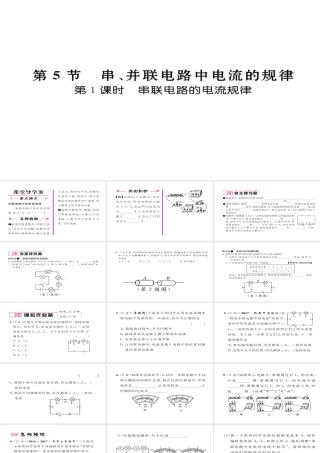 （毕节专版）九年级物理全册 第15章 第5节 串、并联电路中电流的规律（第1课时）作业课件 （新版）新人教版-（新版）新人教版初中九年级全册物理课件