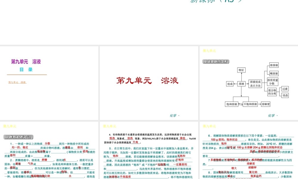 （新课标）九年级化学下册 第九单元 溶液同步课件 （新版）新人教版