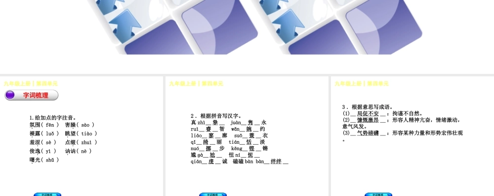 （柳州专版）中考语文 教材梳理 九上 第四单元复习课件-人教版初中九年级全册语文课件