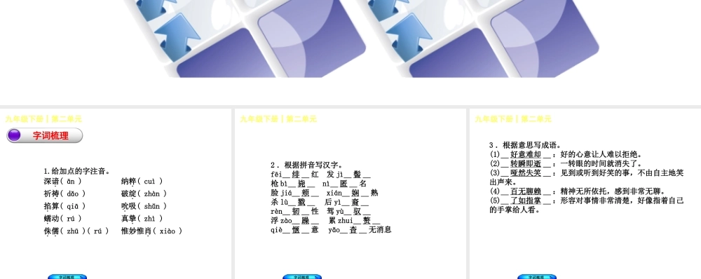 （柳州专版）中考语文 教材梳理 九下 第二单元复习课件-人教版初中九年级全册语文课件