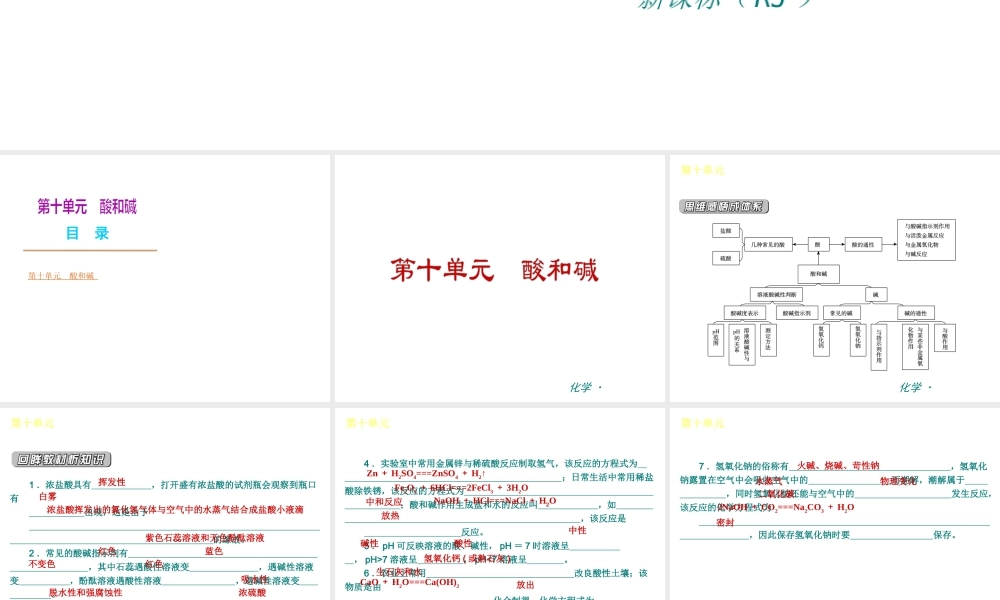 （新课标）九年级化学下册 第十单元 酸和碱同步课件 （新版）新人教版