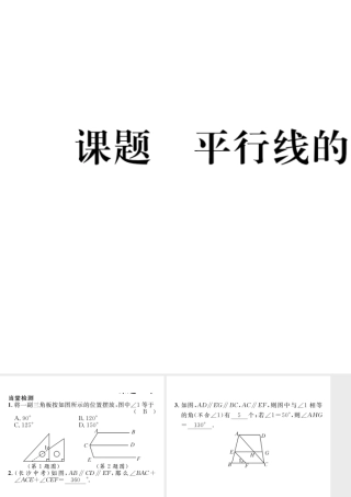 （毕节专版）七年级数学下册 第2章 相交线与平行线 课题五 平行线的性质当堂检测课件 （新版）北师大版-（新版）北师大版初中七年级下册数学课件