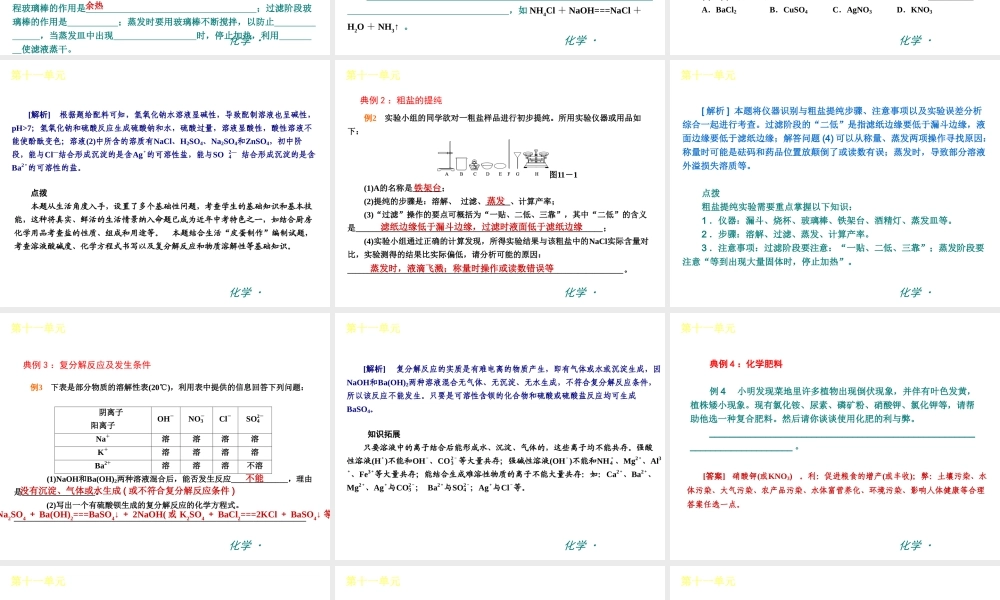 （新课标）九年级化学下册 第十一单元 盐化肥同步课件 （新版）新人教版