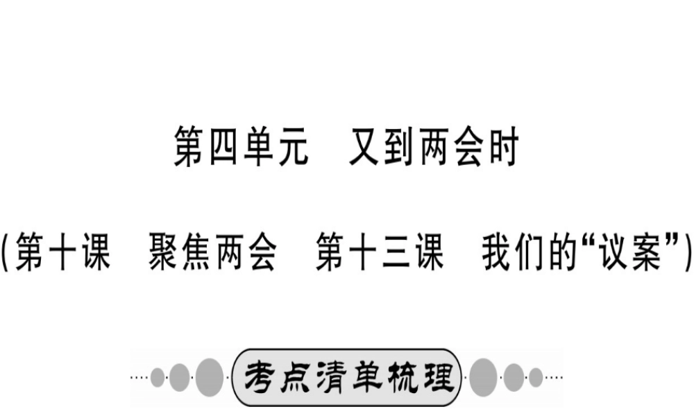 （广西玉林地区）中考政治 第四部分 九年级 第四单元 第13课 我们的议案课件-人教版初中九年级全册政治课件