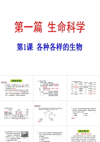 （新课标）浙江省中考科学基础复习 第1课 各种各样的生物课件-人教版初中九年级全册自然科学课件