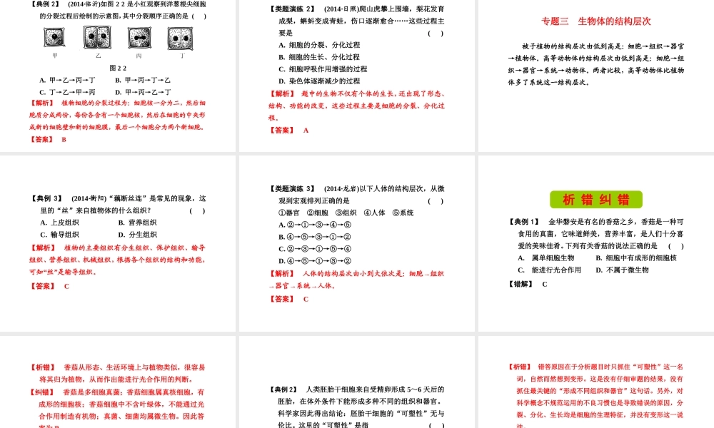 （新课标）浙江省中考科学基础复习 第2课 细胞课件-人教版初中九年级全册自然科学课件