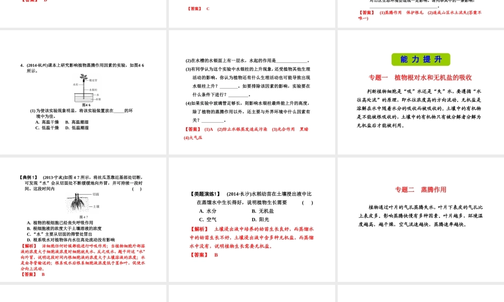 （新课标）浙江省中考科学基础复习 第4课 绿色植物的新陈代谢课件1-人教版初中九年级全册自然科学课件