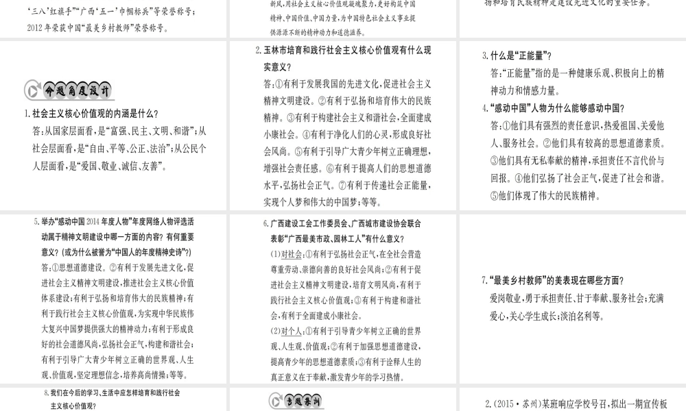 （广西玉林地区）中考政治 热点专题攻略复习课件-人教版初中九年级全册政治课件