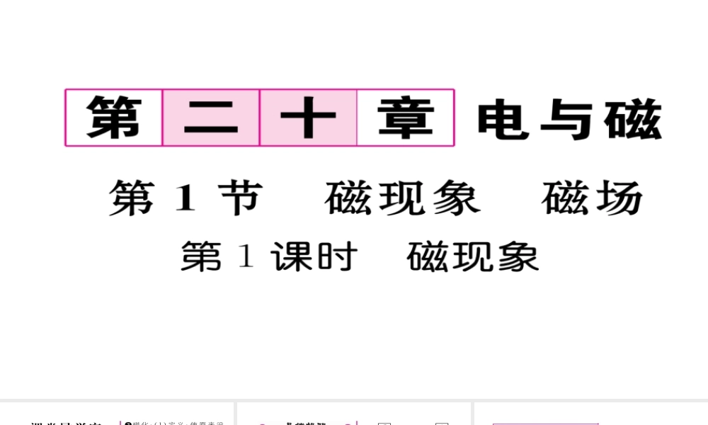 （毕节专版）九年级物理全册 第20章 第1节 磁现象 磁场（第1课时 磁现象）作业课件 （新版）新人教版-（新版）新人教版初中九年级全册物理课件