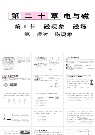 （毕节专版）九年级物理全册 第20章 第1节 磁现象 磁场（第1课时 磁现象）作业课件 （新版）新人教版-（新版）新人教版初中九年级全册物理课件