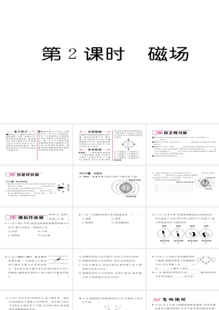 （毕节专版）九年级物理全册 第20章 第1节 磁现象 磁场（第2课时 磁场）作业课件 （新版）新人教版-（新版）新人教版初中九年级全册物理课件