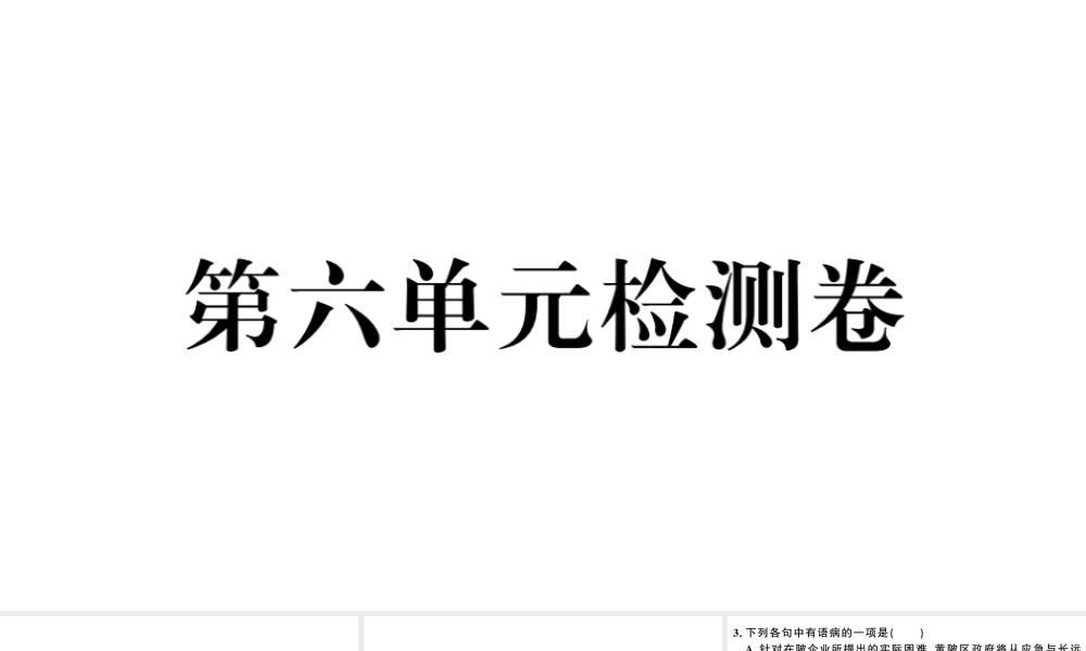 （武汉专版）春八年级语文下册 第六单元检测卷课件 新人教版-新人教版初中八年级下册语文课件