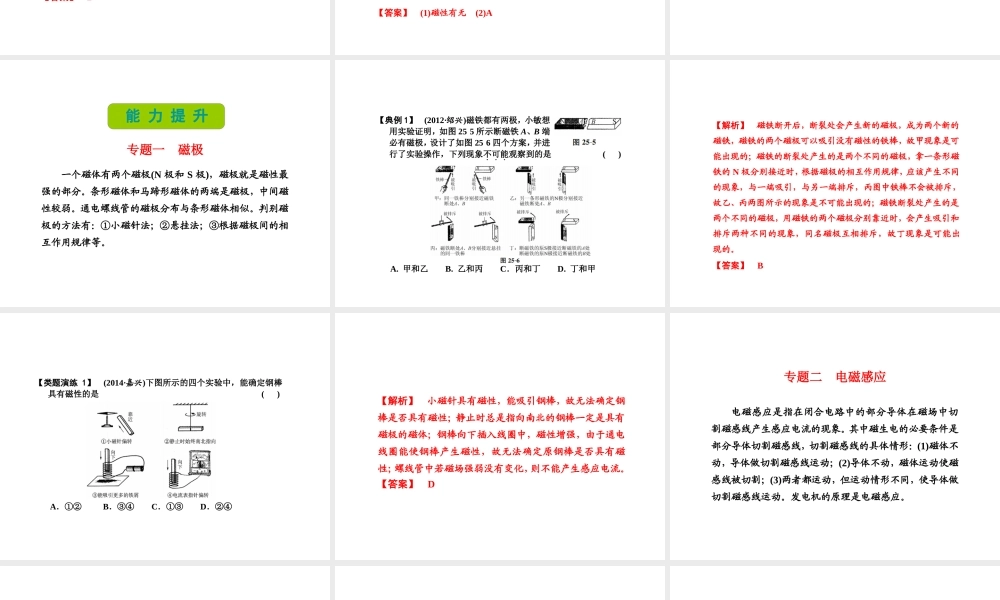 （新课标）浙江省中考科学基础复习 第25课 电和磁课件-人教版初中九年级全册自然科学课件