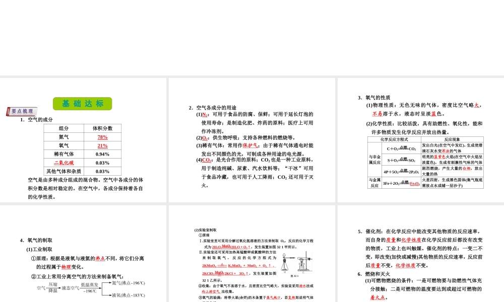 （新课标）浙江省中考科学基础复习 第32课 空气课件1-人教版初中九年级全册自然科学课件