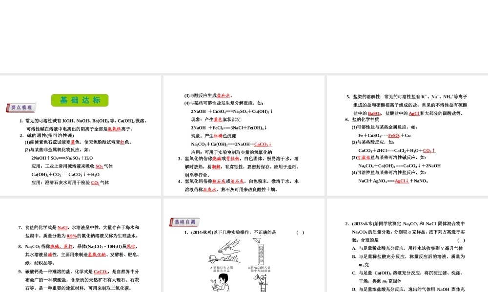 （新课标）浙江省中考科学基础复习 第35课 碱和盐课件-人教版初中九年级全册自然科学课件