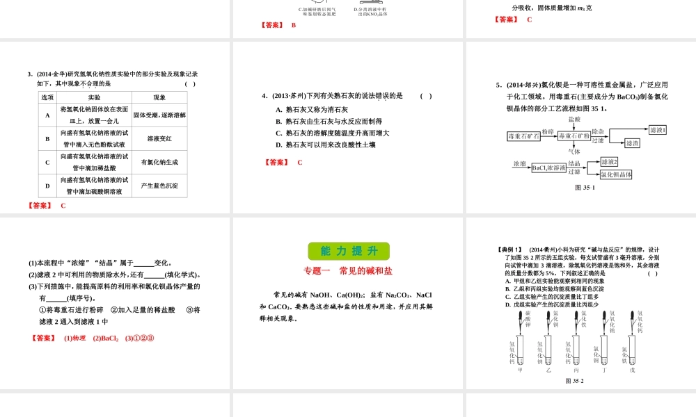 （新课标）浙江省中考科学基础复习 第35课 碱和盐课件-人教版初中九年级全册自然科学课件