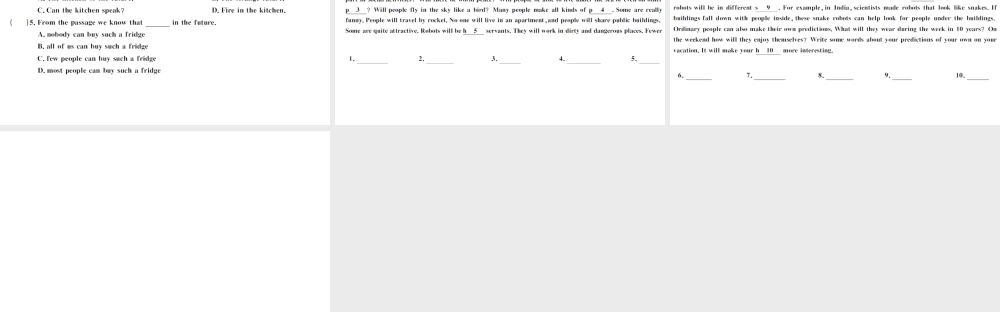 （武汉专版）秋八年级英语上册 Unit 7 Will people have robots组合练课件（新版）人教新目标版-（新版）人教新目标版初中八年级上册英语课件