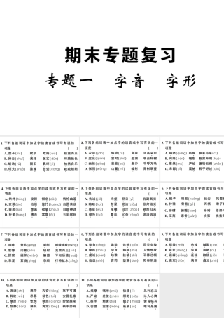 （武汉专版）春八年级语文下册 期末专题复习一 字音字形习题课件 新人教版-新人教版初中八年级下册语文课件
