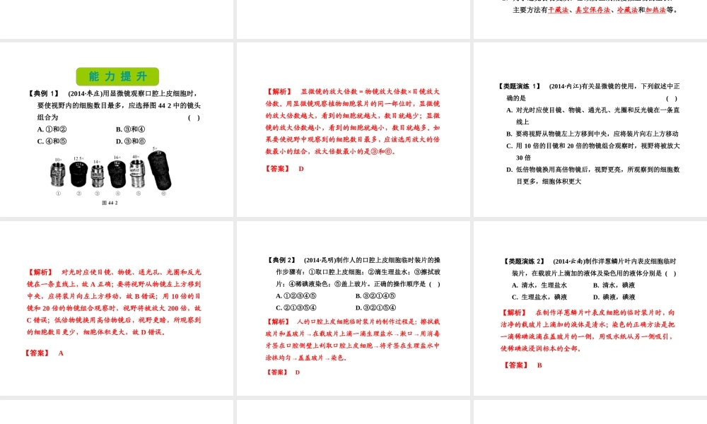 （新课标）浙江省中考科学基础复习 第44课 生命科学基础复习实验课件-人教版初中九年级全册自然科学课件