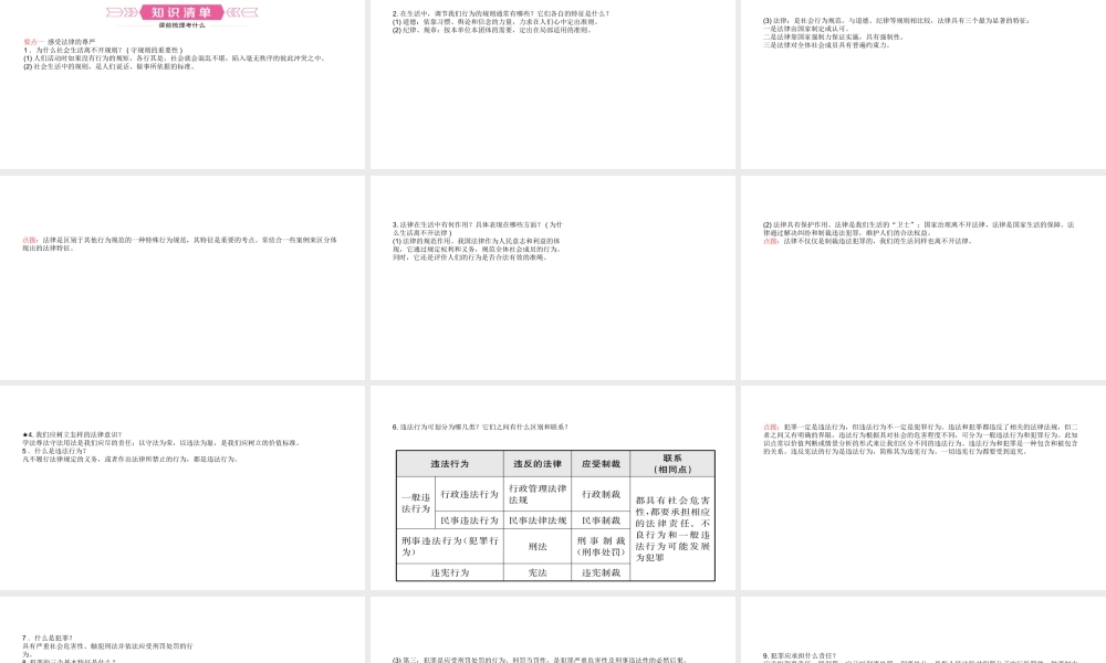 （日照专版）中考政治总复习 基础知识梳理 七下 第四单元 做学法尊法守法用法的人课件-人教版初中九年级全册政治课件