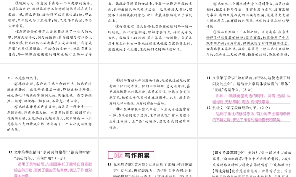 （毕节专版）七年级语文下册 第二单元 5 黄河颂课件 新人教版-新人教版初中七年级下册语文课件