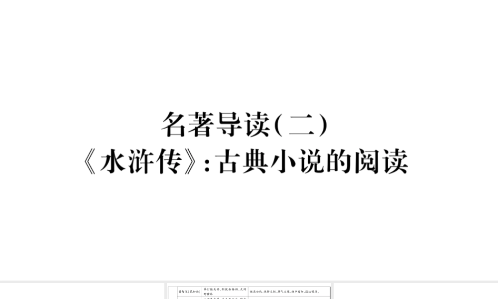 （毕节专版）九年级语文上册 第6单元 名著导读（二）《水浒传》古典小说的阅读习题课件 新人教版-新人教版初中九年级上册语文课件