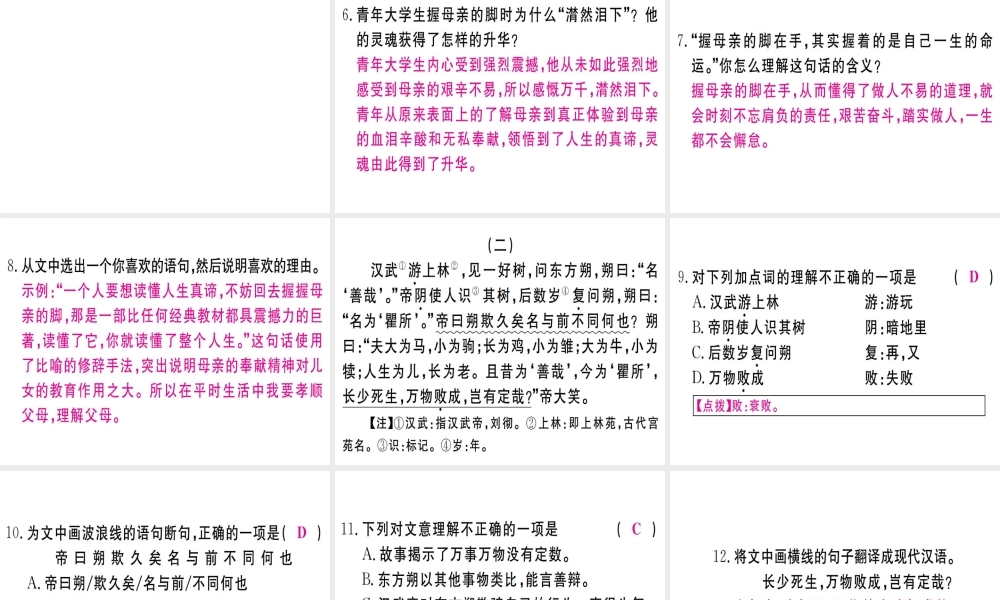 （武汉专版）七年级语文上册 第二单元 6 散步习题课件 新人教版-新人教版初中七年级上册语文课件