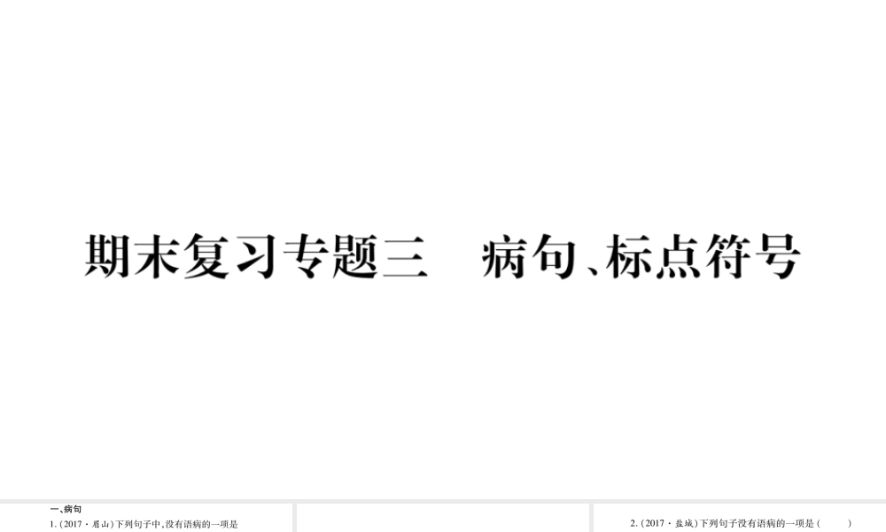 （毕节专版）九年级语文上册 期末复习三 病句 标点符号习题课件 新人教版-新人教版初中九年级上册语文课件