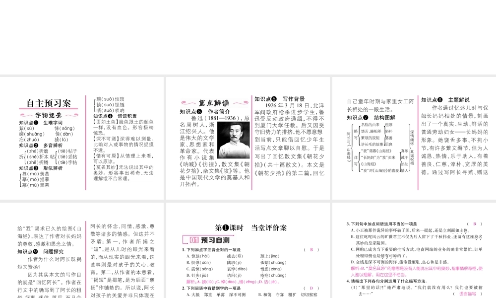 （毕节专版）七年级语文下册 第三单元 9 阿长与《山海经》课件 新人教版-新人教版初中七年级下册语文课件