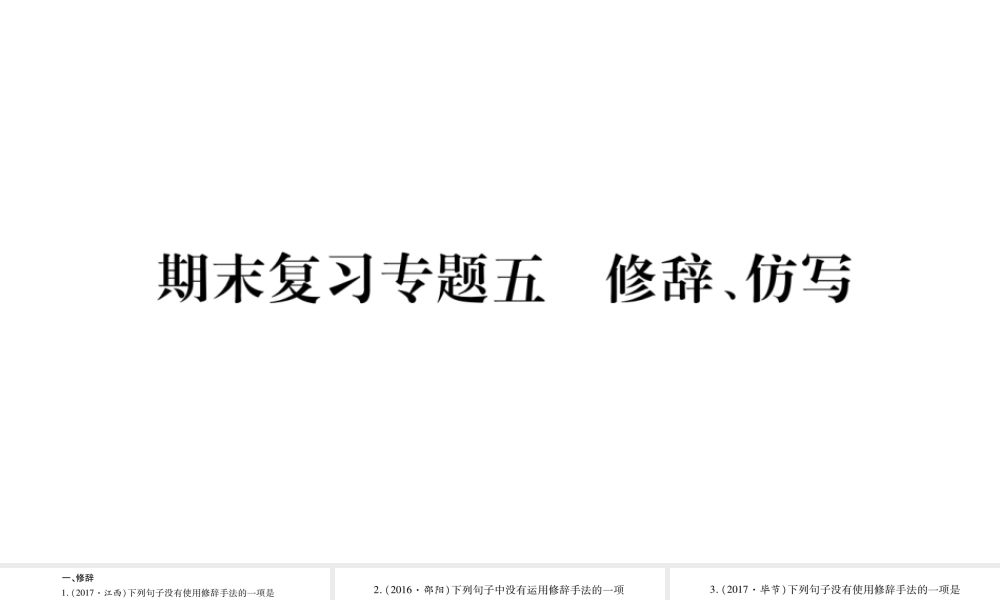 （毕节专版）九年级语文上册 期末复习五 修辞 仿写习题课件 新人教版-新人教版初中九年级上册语文课件