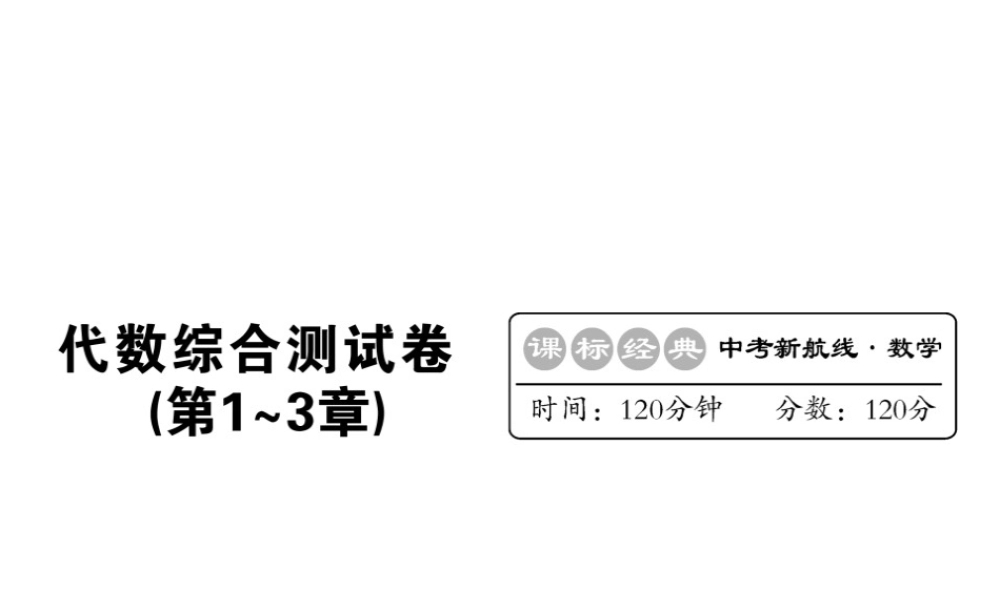 （新课标）中考数学复习 代数综合测试卷（第1-3章）课件-人教版初中九年级全册数学课件