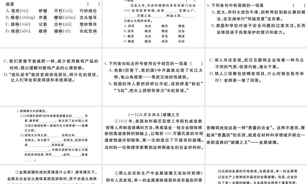 （武汉专版）秋八年级语文上册 第五单元 18 中国石拱桥习题课件 新人教版-新人教版初中八年级上册语文课件