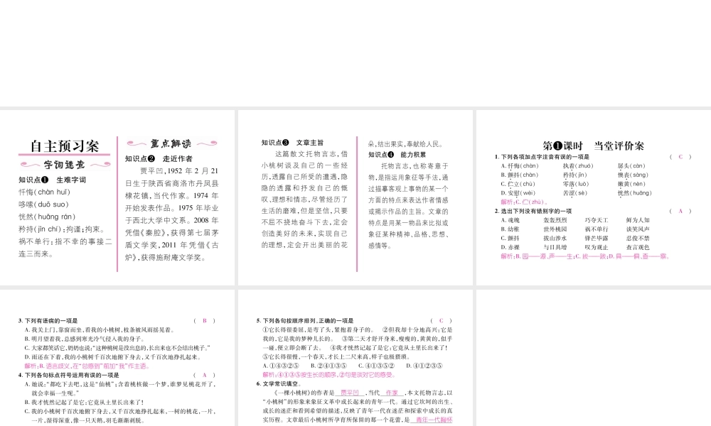 （毕节专版）七年级语文下册 第五单元 18 一颗小桃树课件 新人教版-新人教版初中七年级下册语文课件