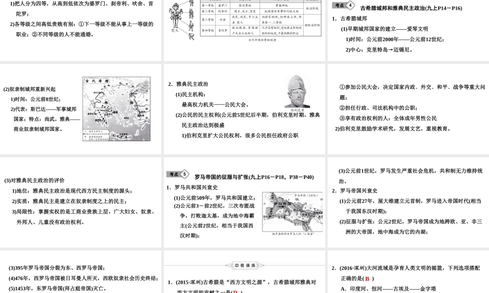 （新课标深圳专用版）中考历史总复习 第四讲 世界古代史 第一单元 亚欧古代文明课件-人教版初中九年级全册历史课件