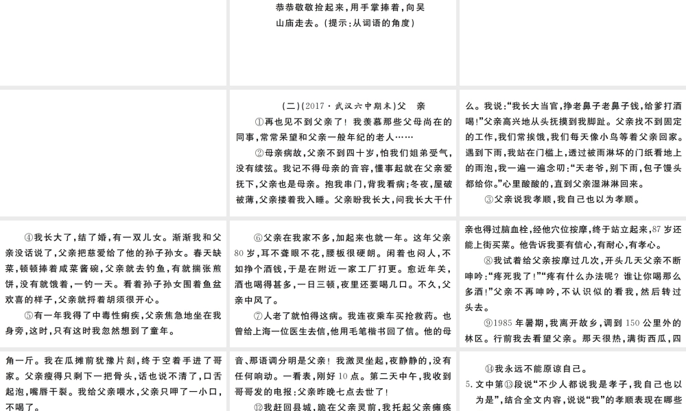 （武汉专版）七年级语文上册 期末专题复习七 现在代文阅读习题课件 新人教版-新人教版初中七年级上册语文课件