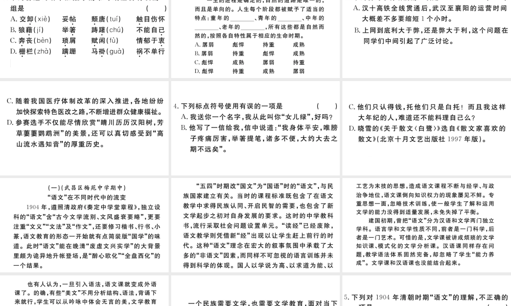 （武汉专版）秋八年级语文上册 第四单元 14 背影习题课件 新人教版-新人教版初中八年级上册语文课件