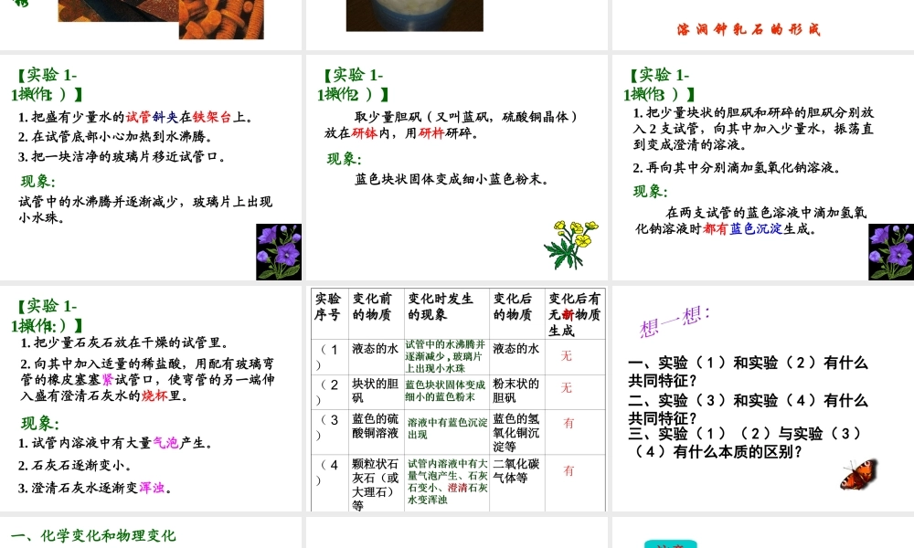 （新课程）2013年秋九年级化学上册 课题1 物质的变化和性质课件 （新版）新人教版