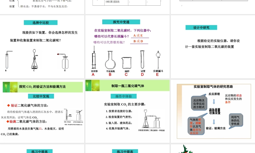 （新课程）2013年秋九年级化学上册 课题2 二氧化碳制取的研究课件 （新版）新人教版