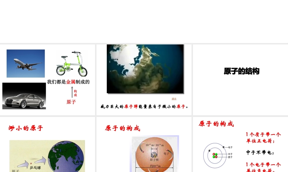 （新课程）2013年秋九年级化学上册 课题2 原子的结构课件 （新版）新人教版