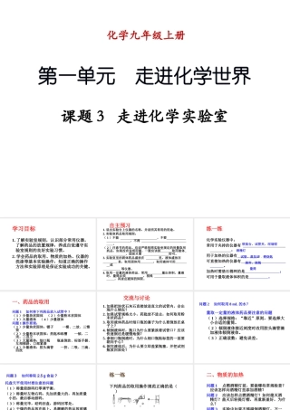 （新课程）2013年秋九年级化学上册 课题3  走进化学实验室1课件 （新版）新人教版