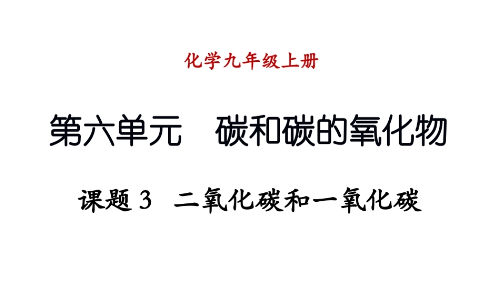 （新课程）2013年秋九年级化学上册 课题3 二氧化碳和一氧化碳（第2课时）课件 （新版）新人教版
