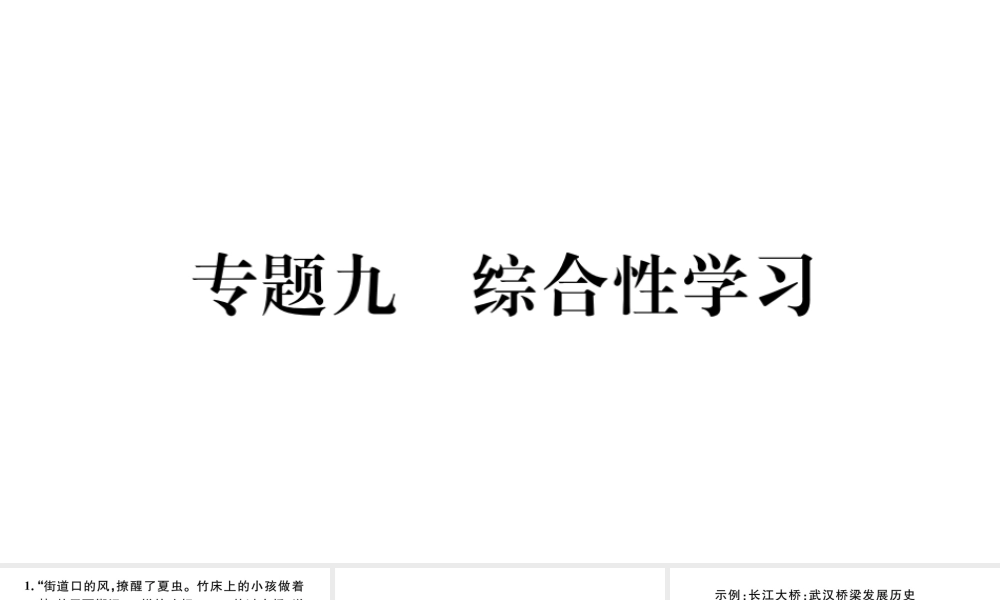 （武汉专版）七年级语文上册 考点专题九 综合性学习课件 新人教版-新人教版初中七年级上册语文课件