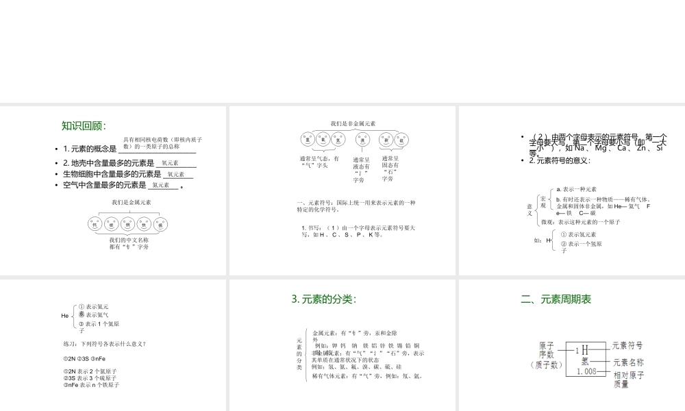 （新课程）2013年秋九年级化学上册 课题3 元素（第2课时）课件 （新版）新人教版