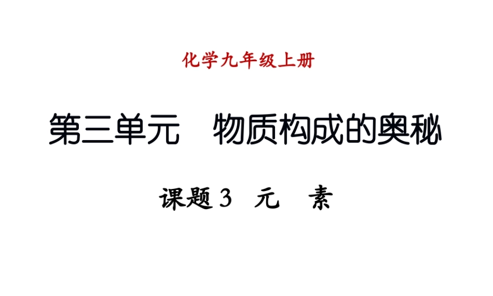 （新课程）2013年秋九年级化学上册 课题3 元素1课件 （新版）新人教版
