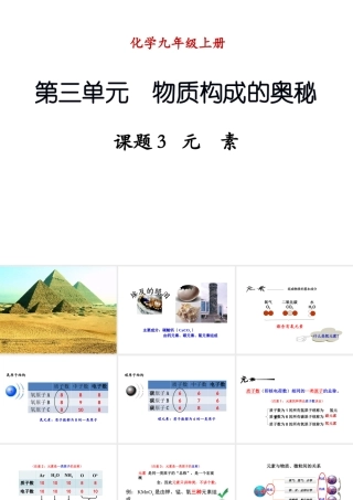 （新课程）2013年秋九年级化学上册 课题3 元素1课件 （新版）新人教版
