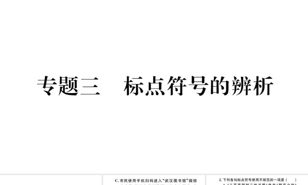 （武汉专版）七年级语文上册 考点专题三 标点符号的辨析课件 新人教版-新人教版初中七年级上册语文课件