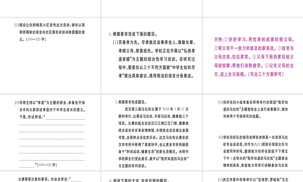 （武汉专用）八年级语文上册 专题九 综合性学习习题课件 新人教版-新人教版初中八年级上册语文课件