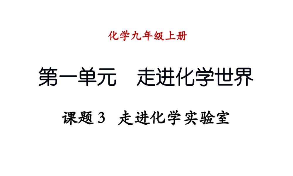 （新课程）2013年秋九年级化学上册 课题3 走进化学实验室课件 （新版）新人教版