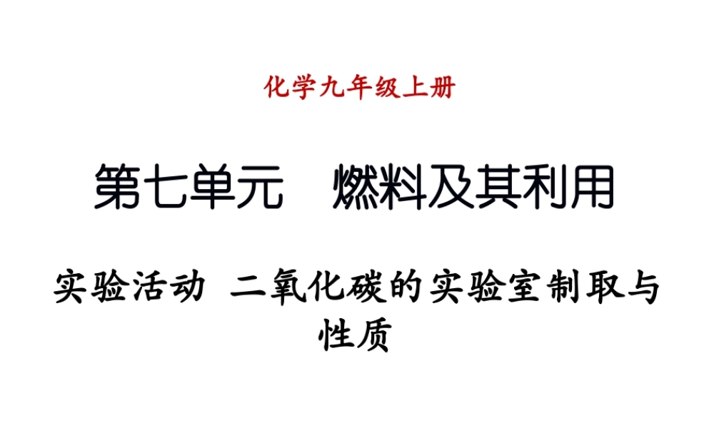 （新课程）2013年秋九年级化学上册 实验活动 二氧化碳的实验室制取与性质课件 （新版）新人教版