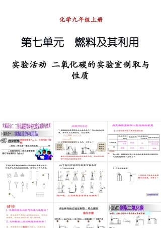 （新课程）2013年秋九年级化学上册 实验活动 二氧化碳的实验室制取与性质课件 （新版）新人教版